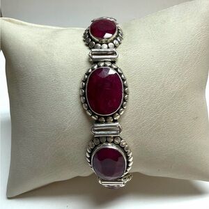 Samuel B. Sterling Silver Raw Ruby Bracelet